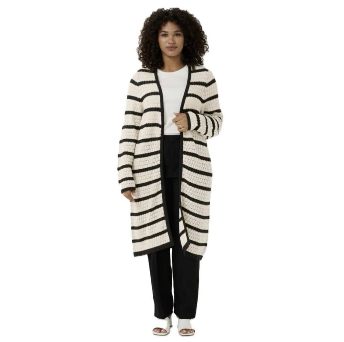 Kaffe Curve Long Stripe Cardigan