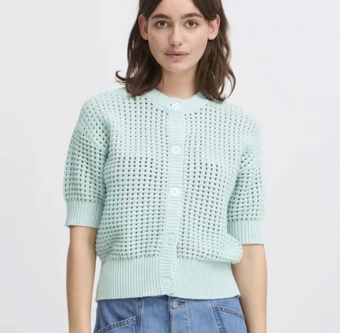 B Young Aqua Knitted Cardigan Sweater