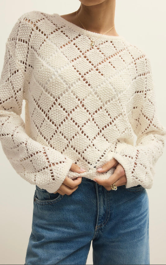 Z Supply Crochet lightweight off-white Sweater