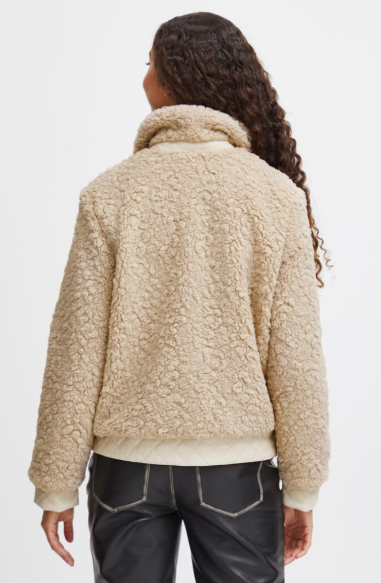 B young Caramel Sherpa Zip Up Jacket