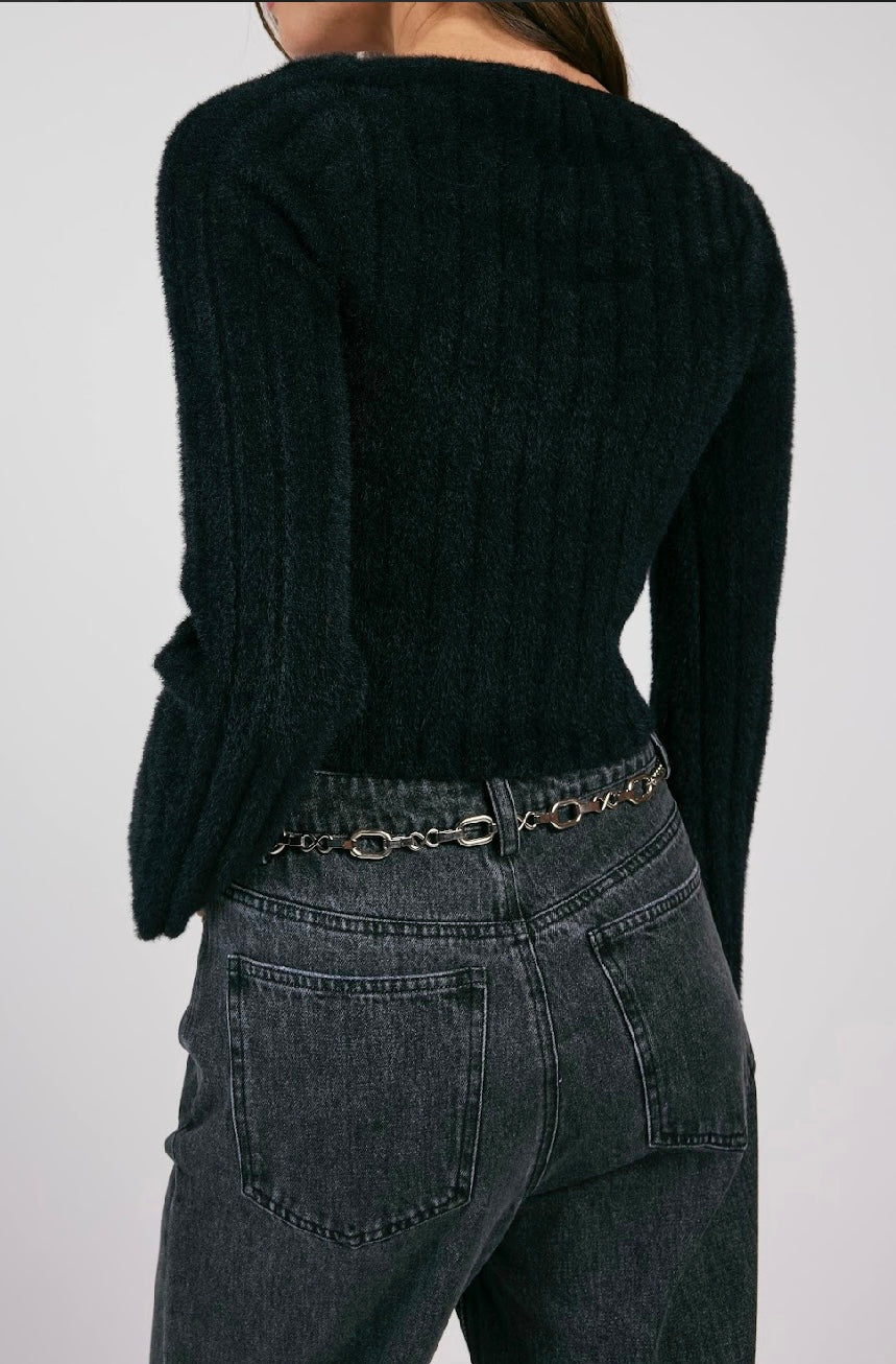 Sage the Label Black Cropped Sweater
