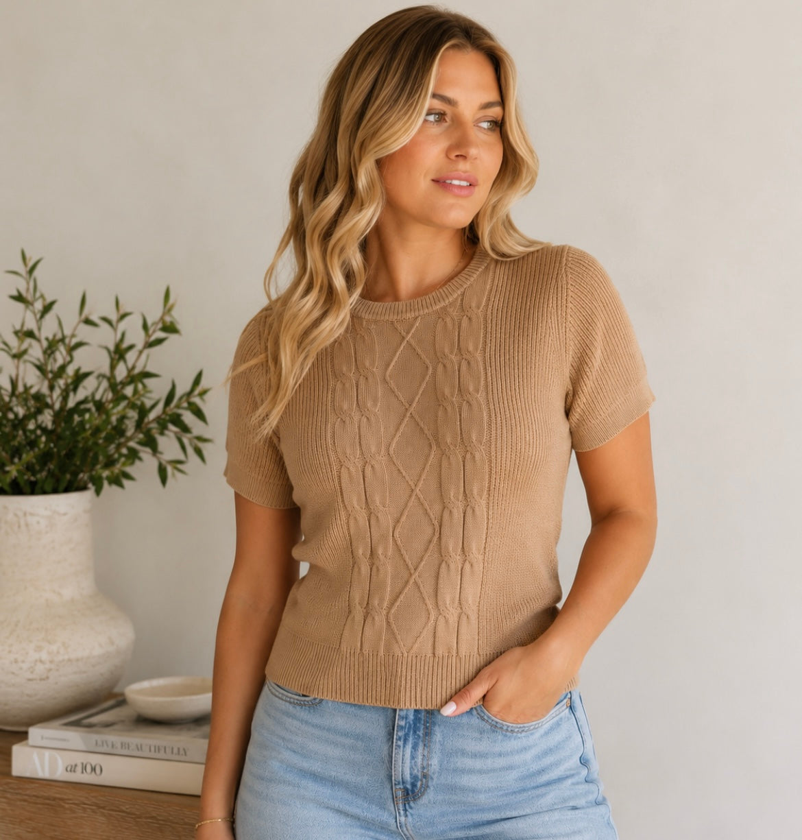 Pink Martini Caramel Knit Sweater