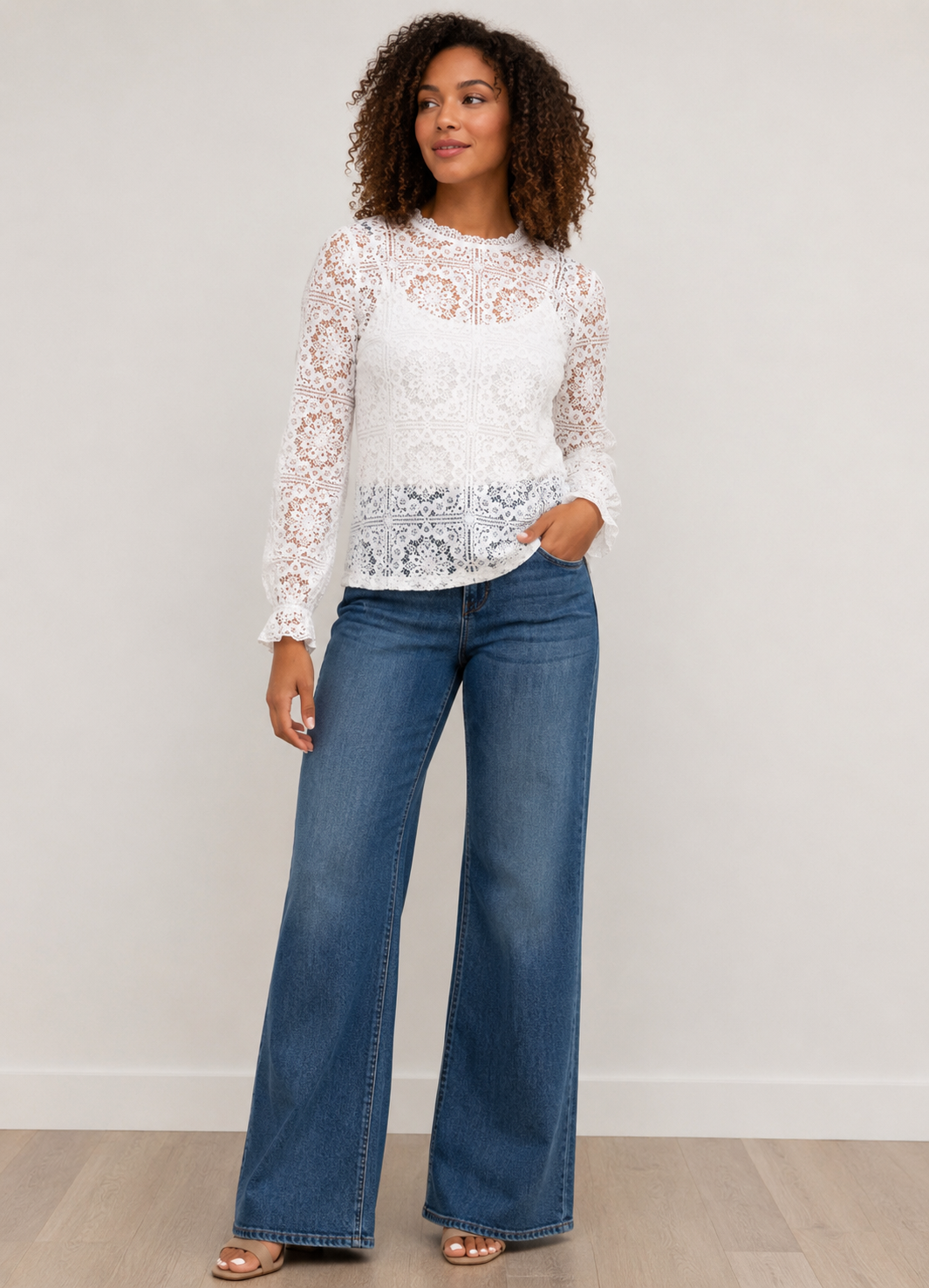 CREAM Off White Eyelet Blouse