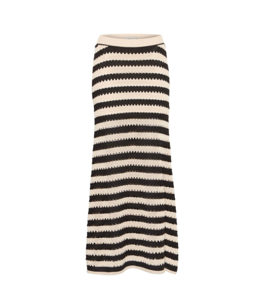 ICHI Black/Almond Stripe Knit Skirt