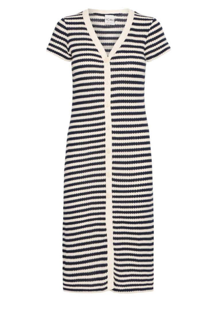 ICHI Navy Cream Stripe Bottoms Front Dress