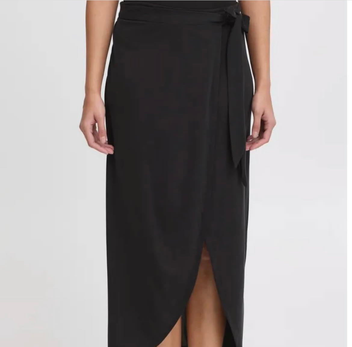 ICHI Black washed Wrap Skirt