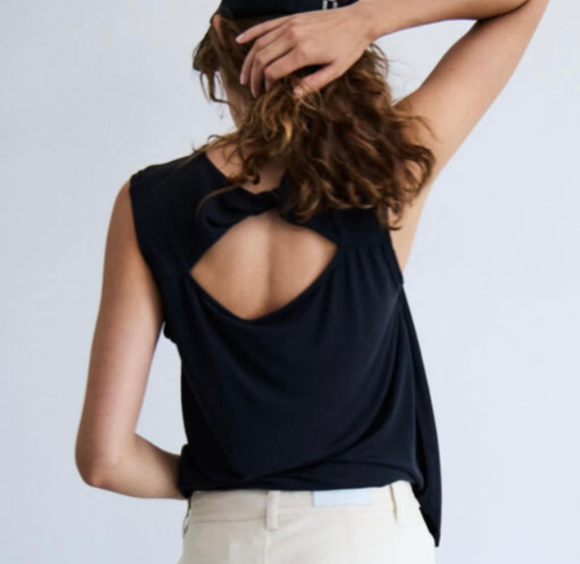 ICHI Black Wash Tank with Open Back