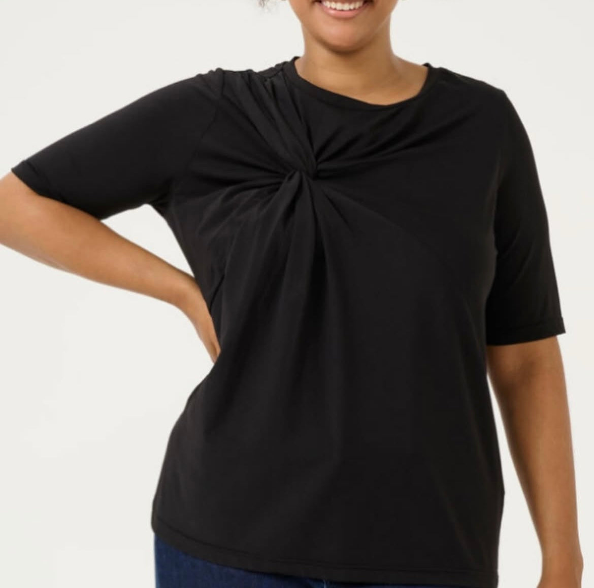 Kaffe Curve Black Knitted SS T shirt