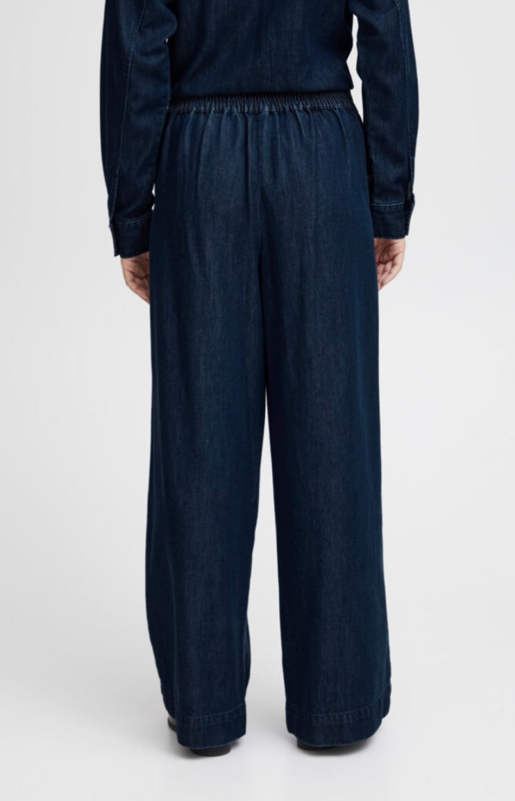 ICHI Dark Wash Wide Leg Denim