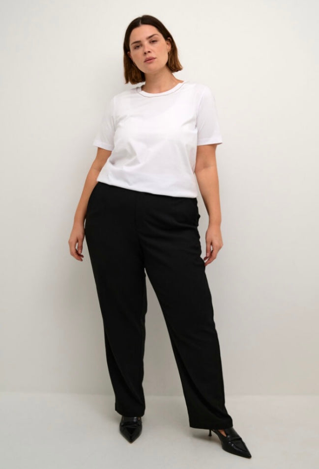 Kaffe Curve White SS Rhinestone Collar T shirt