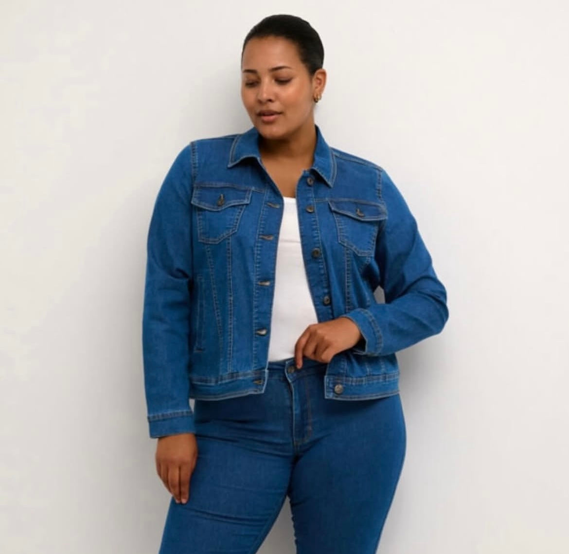 Kaffe Curve Medium Wash Denim Jacket