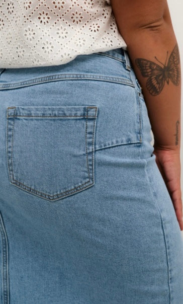 Kaffe Curve Medium Wash Denim Skirt