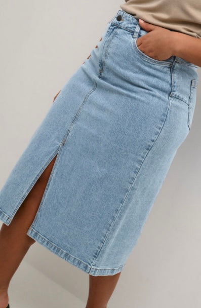 Kaffe Curve Medium Wash Denim Skirt