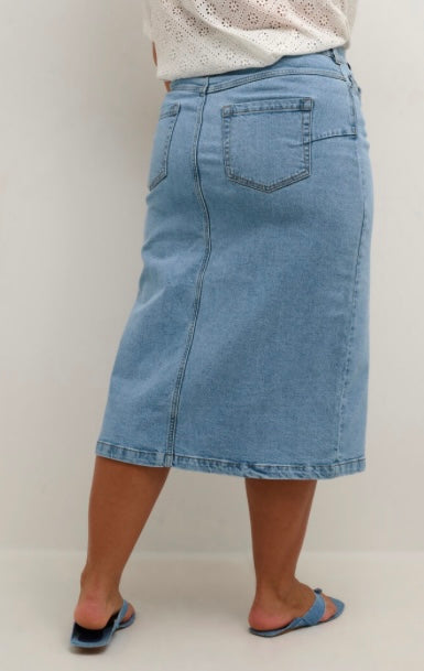 Kaffe Curve Medium Wash Denim Skirt