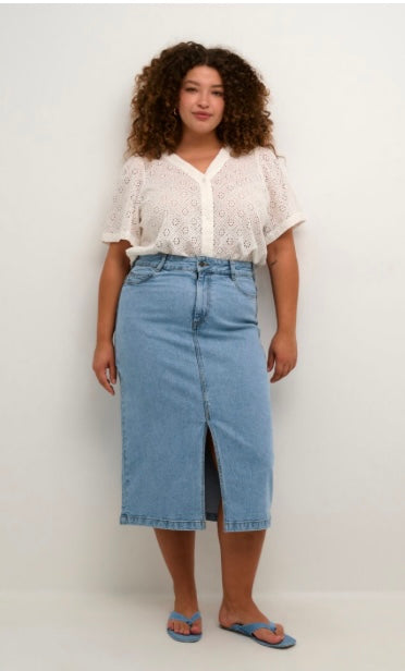Kaffe Curve Medium Wash Denim Skirt