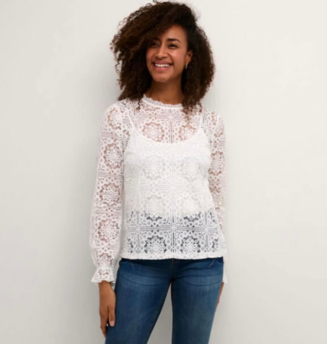 CREAM Off White Eyelet Blouse