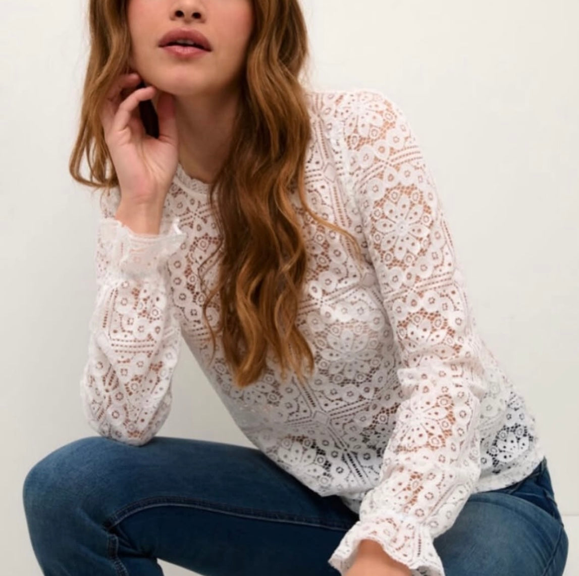 CREAM Off White Eyelet Blouse