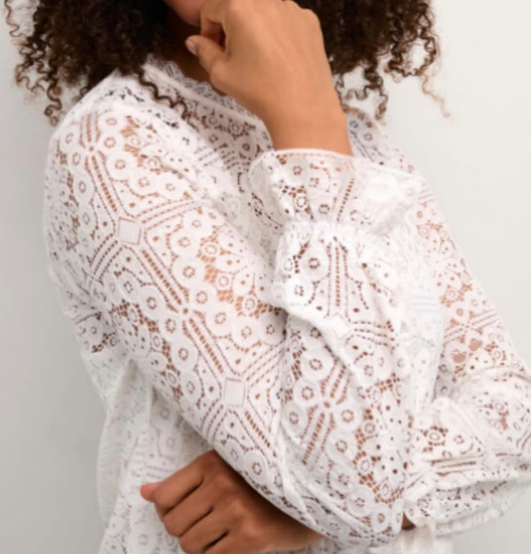 CREAM Off White Eyelet Blouse