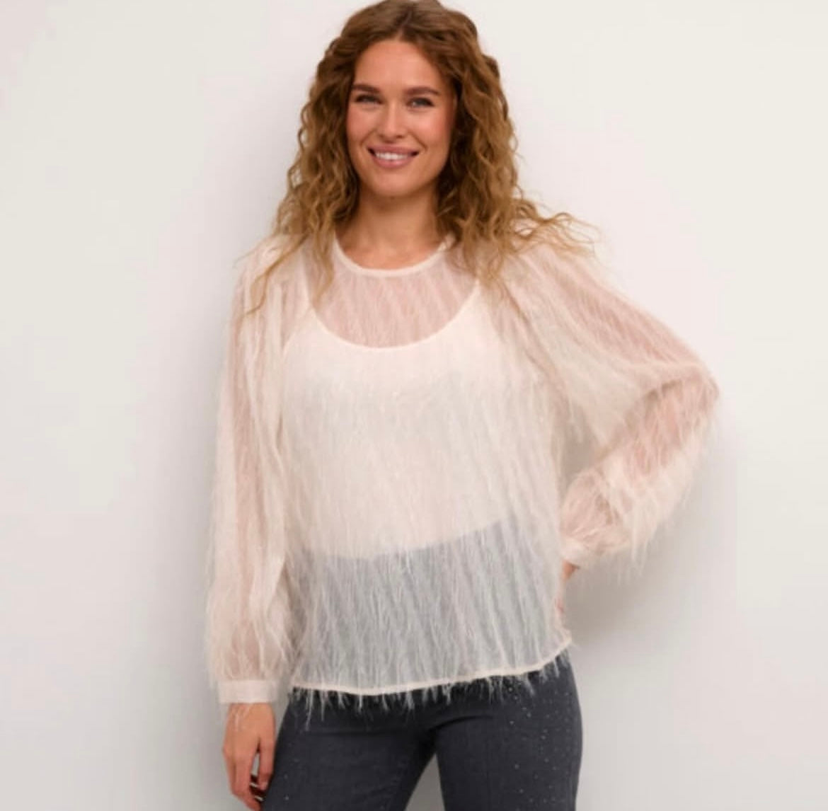CREAM Ivory Sheer Blouse