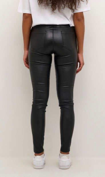 Kaffe Black Slim Fit Coated Pant