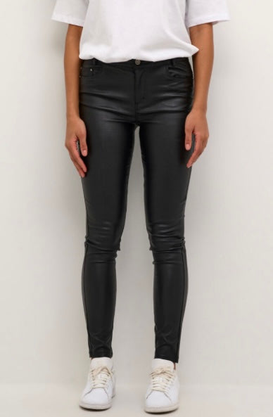 Kaffe Black Slim Fit Coated Pant