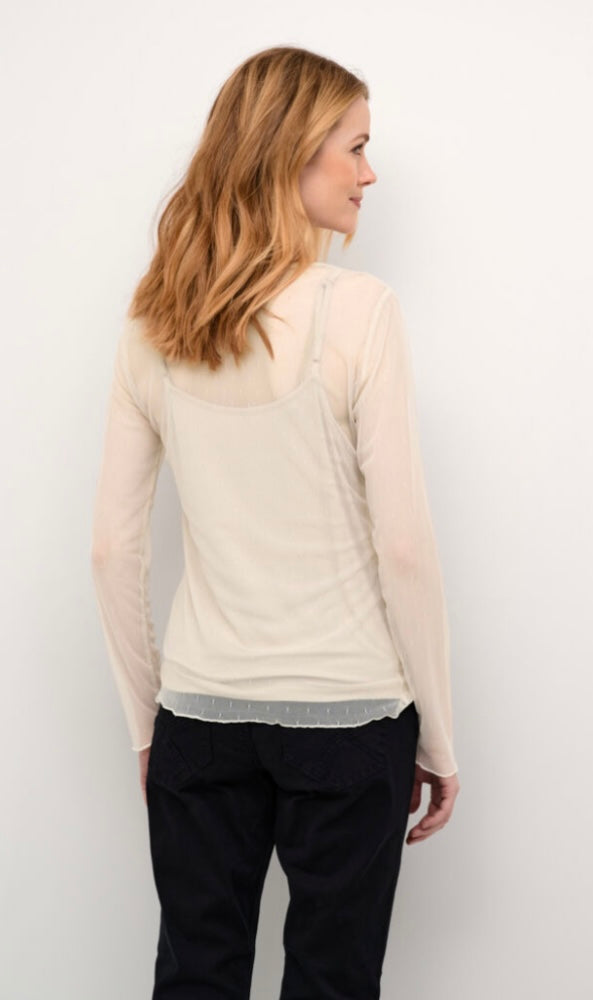 CREAM - Cream Sheer Detailed Top