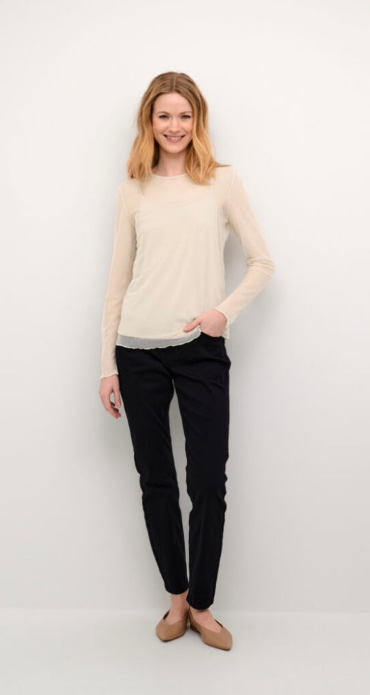 CREAM - Cream Sheer Detailed Top