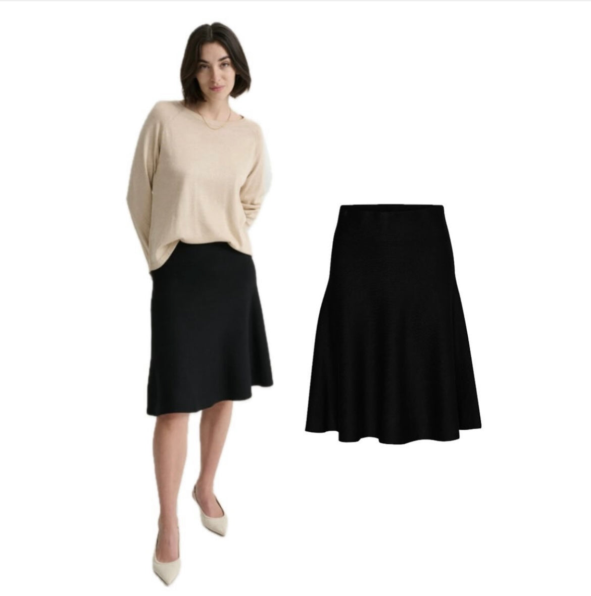 Black Knit Flare Skirt