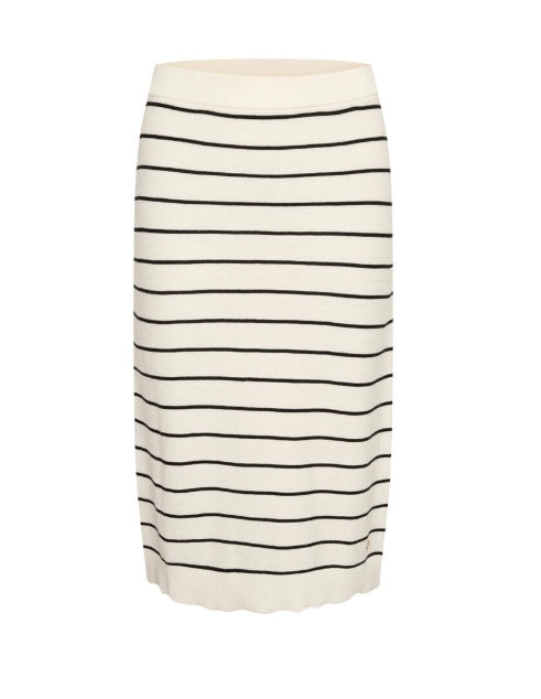 CREAM Light Ivory Black Stripe Slim Knit Skirt