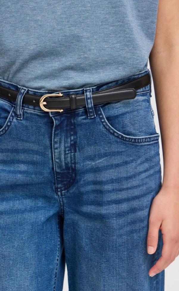 ICHI Black Gold Buckle Belt