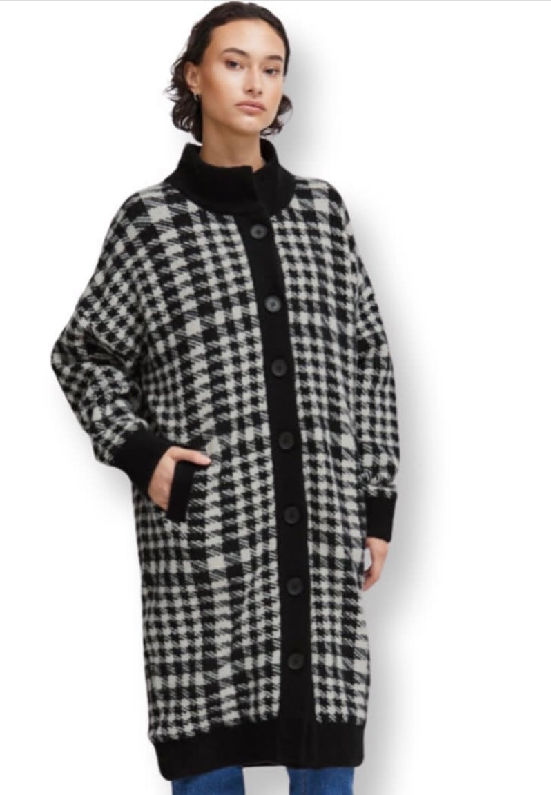 ICHI Black White Printed Outerwear