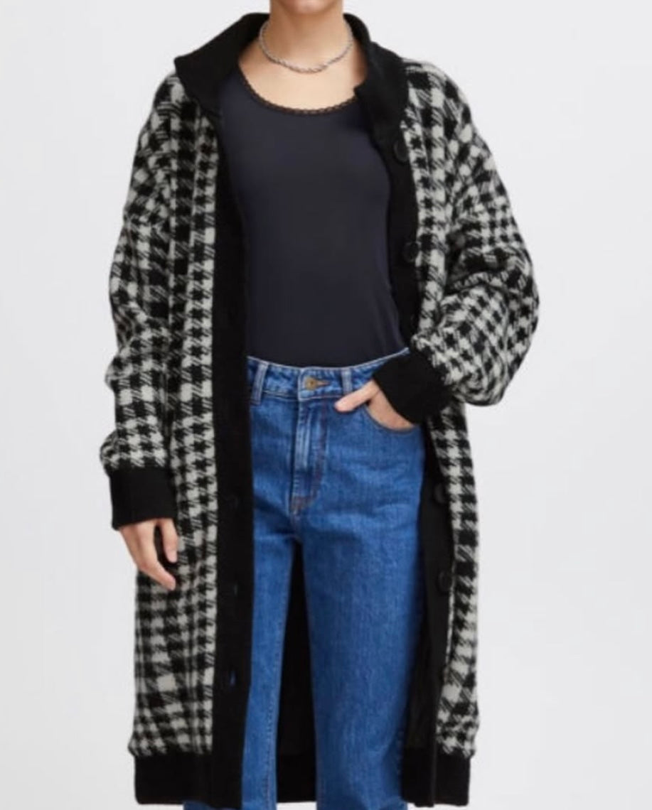 ICHI Black White Printed Outerwear