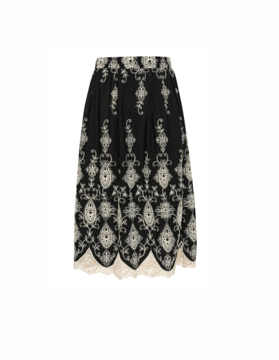 Culture Black Cream Printed Floral Skirt