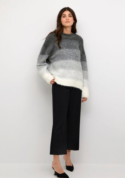 Culture Grey White Black Stripe Sweater