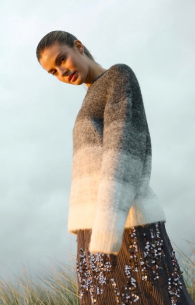 Culture Grey White Black Stripe Sweater
