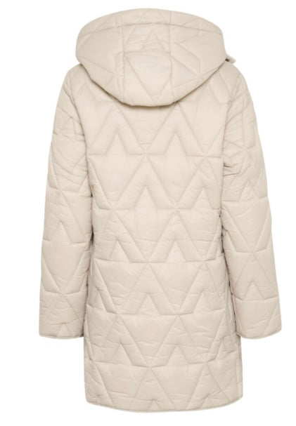 CREAM Cream Quilted Hooded Coat