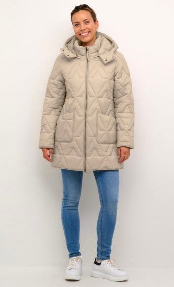 CREAM Cream Quilted Hooded Coat