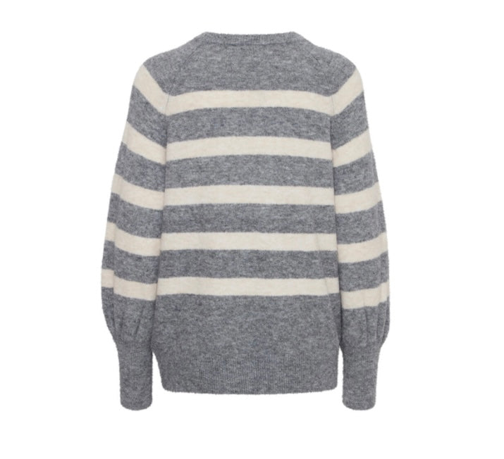 B young Grey Ivory Stripe Sweater