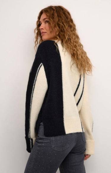 Culture Cream Black Stripe Cardigan