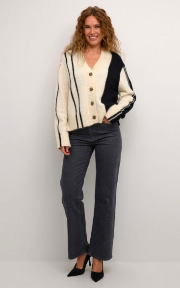 Culture Cream Black Stripe Cardigan