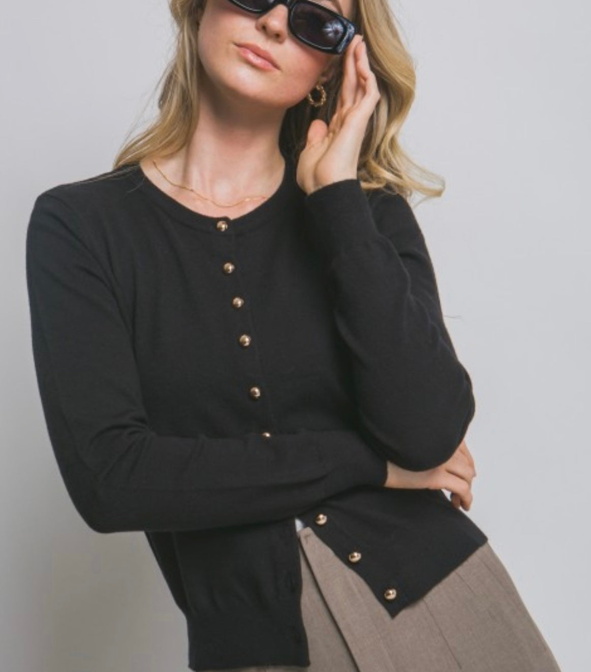 Love Tree Black Fitted Cardigan with Buttons
