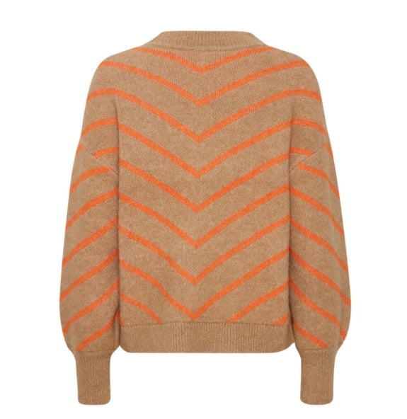 B young Taupe/Orange Stripe Sweater