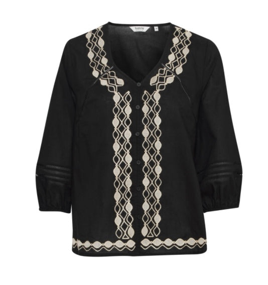 B young Black Taupe 3/4 sleeve Top