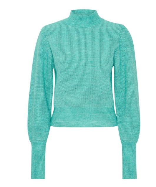 ICHI Blue/Green Mock Neck Sweater