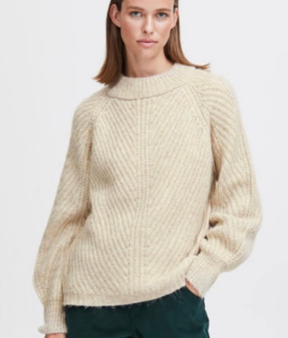 B young cement Melange Knit Sweater