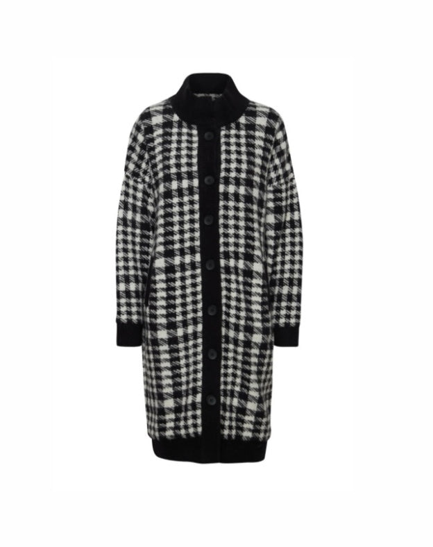 ICHI Black White Printed Outerwear