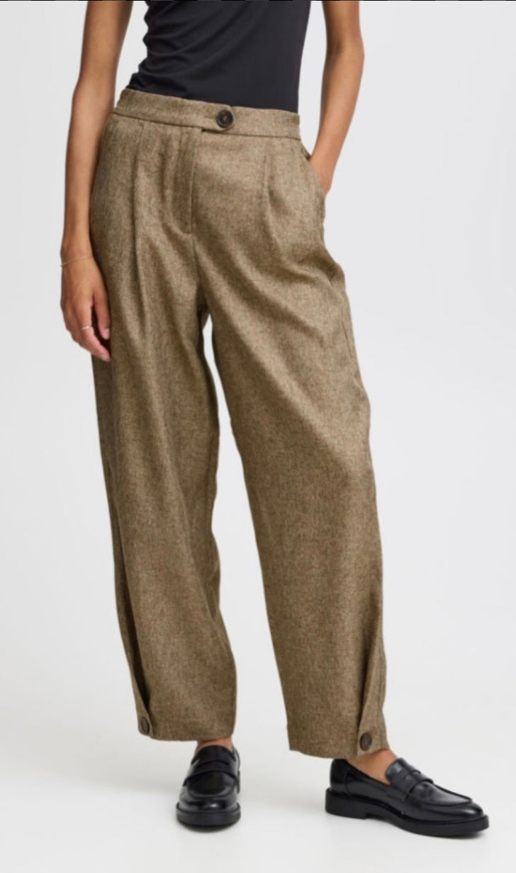 B young Brown Mixed Barrel Pant