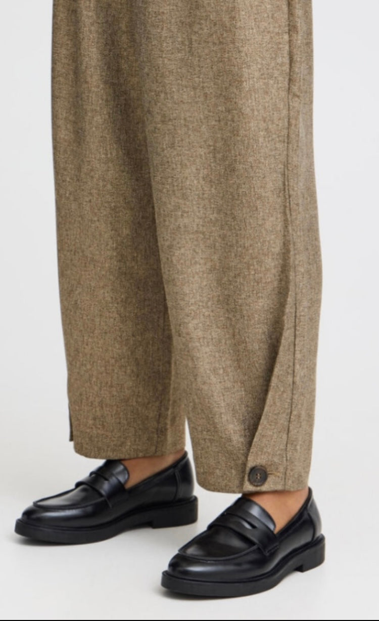 B young Brown Mixed Barrel Pant