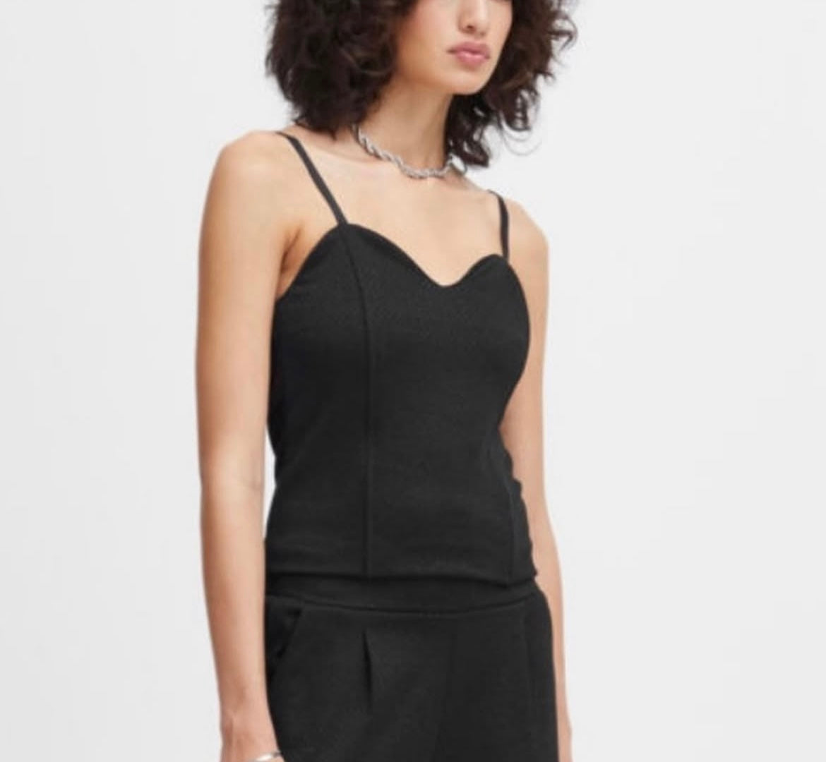 ICHI Black Lurex Tank Top
