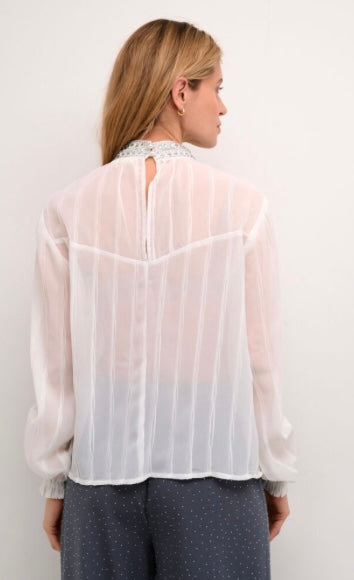 CREAM Sheer Off White Blouse